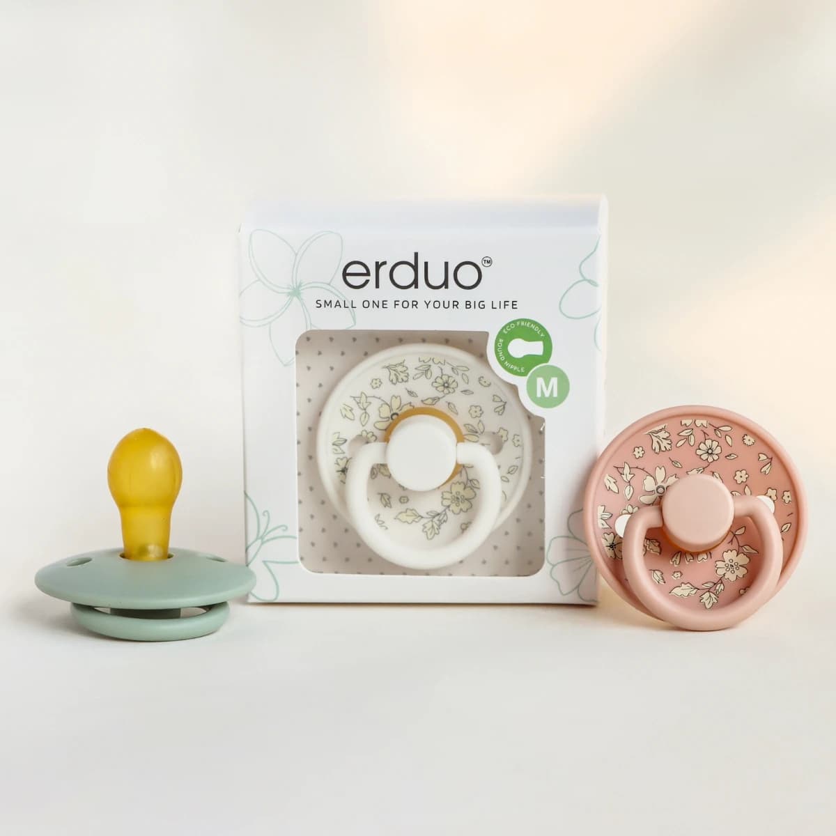 Erduo Floral Newborn Infant Baby Care Shower Gift Latex Rubber Sucking Nipple Pacifier Babies Soother Dummy Pacifiers for Baby 0