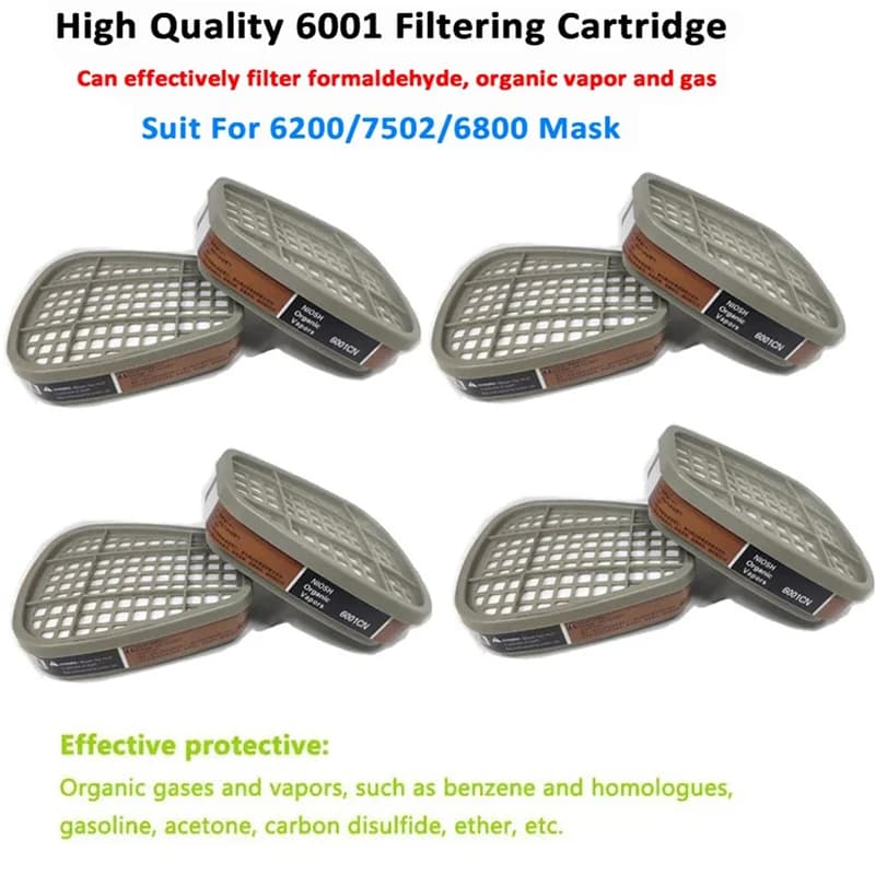 Organic 6001 Respirator Cartridge 5N11 Cotton Filter 501 Set Replace For 3m Gas Mask 6200/6800/7502 Painting Mask Accessories