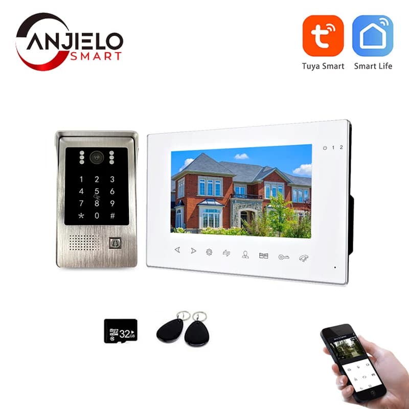 7'' Tuya Smart Wifi Smart Video Intercom System for Home Security Support Motion Detection Password RFID Card App Remote Control