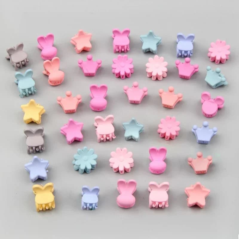 30Pcs/Lot Small Cute Hair Claws Clips For Girls Baby Colorful Hairpin Cartoon Rabbit Flower Crown Star Hair Clips Accessories