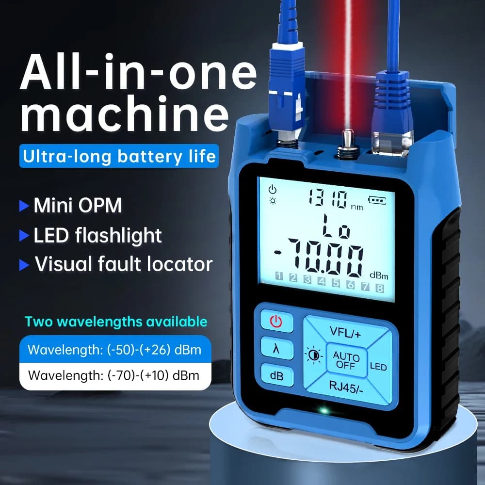 SAIVXIAN Optical Power Meter -50~+26dBm 4 in 1 Multifunction Visual Fault Locator Fiber Network Cable Tester 1-50MW(optional)
