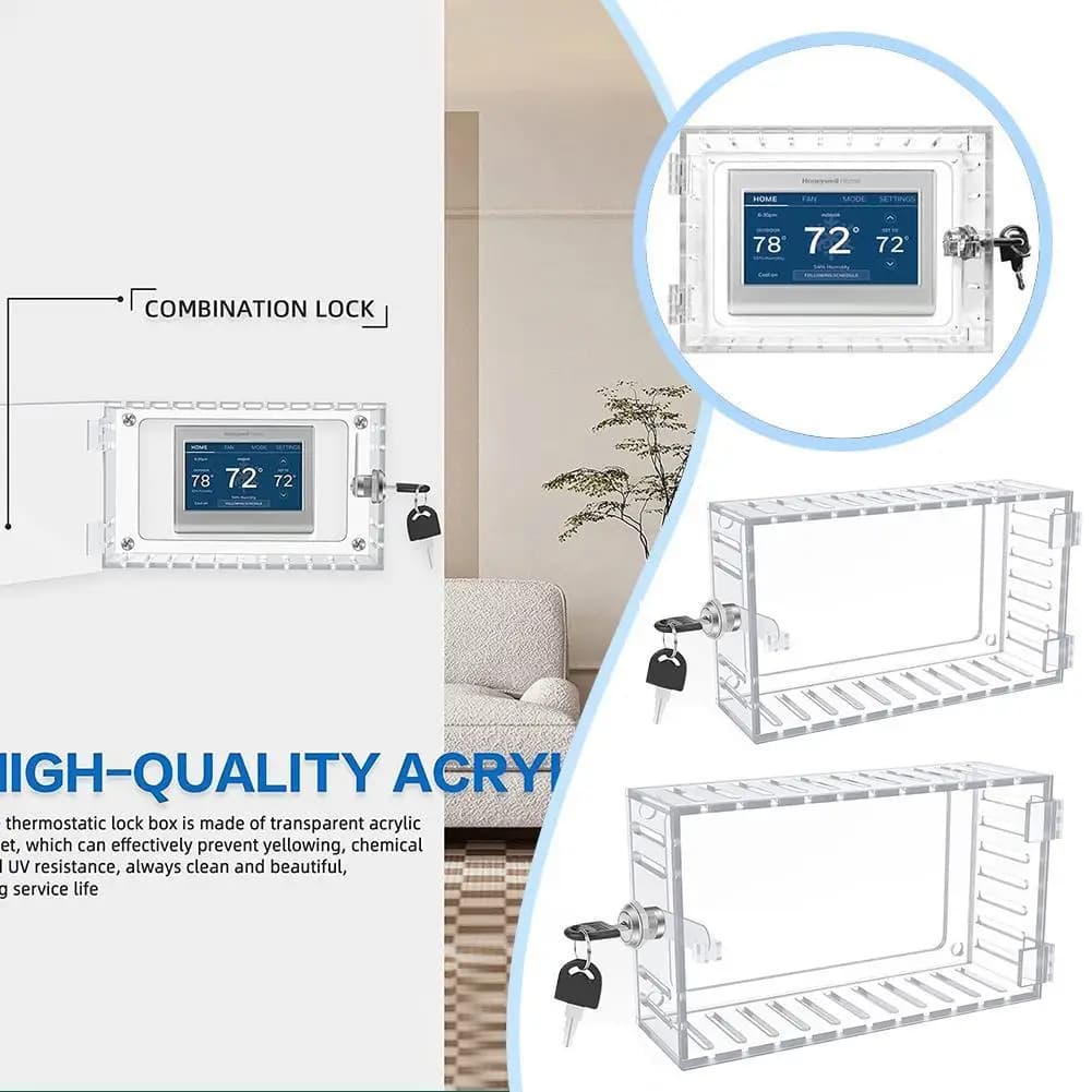 Universal Thermostat Lock Box With Key Clear Acrylic Thermostat Cover With Lock Large Thermostat Guard