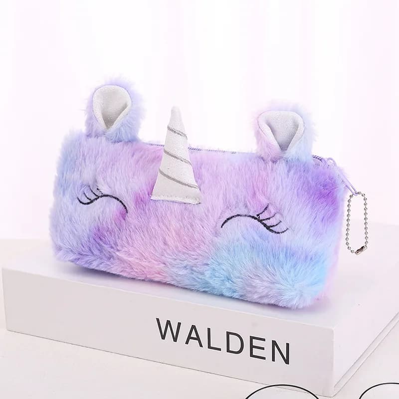 Cartoon Unicorn Pencil Case Plush Kawaii Pencil Bag Cosmetics Storage Pouch Kids Gifts Korean Stationery School Office Supplies