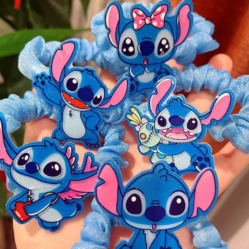 5/pcs Disney Lilo and Stitch Hair Rope for Women Kawaii Stitch Acrylic Hairpin Rubber Band Hair Accessoires Girl Gifts