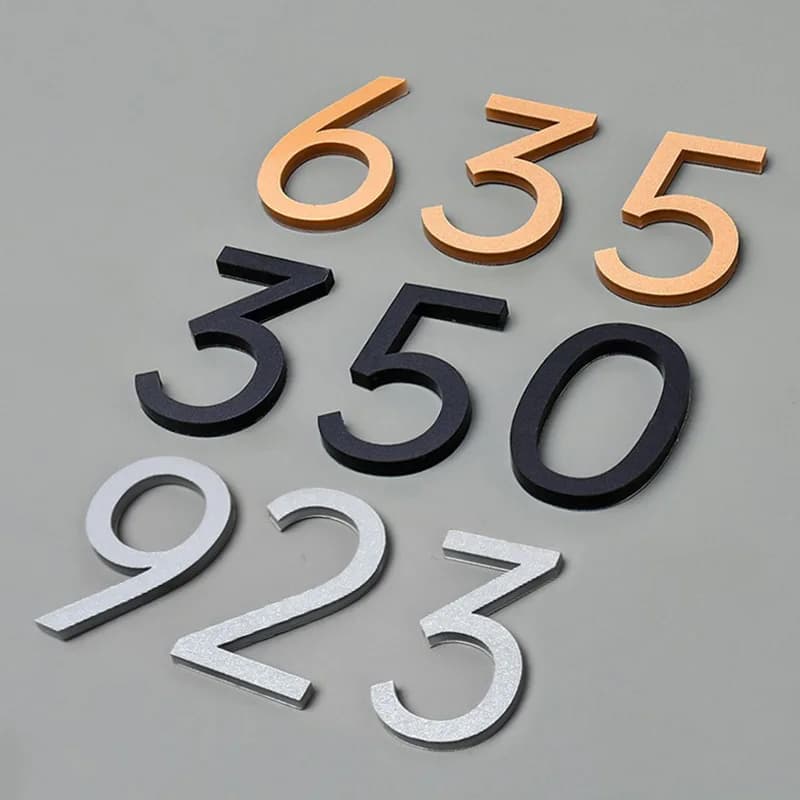 3D Digits House Number Sticker Self Adhesive Door Plate Sign Outdoor Mailbox Hotel Apartment Room Address Plaque Home Decor