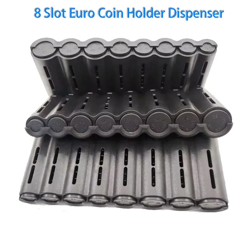 8 Slots Euro Coins Dispenser Coin Holder Sorter Collector With Spring Quick Take Waiter Cashier Driver Small Change Safe Box