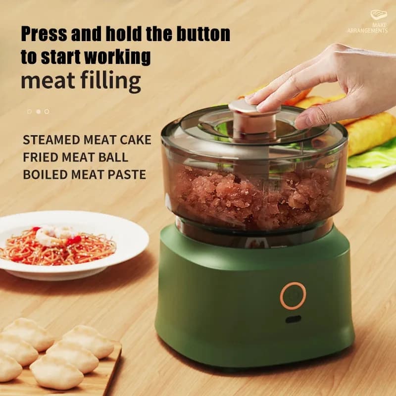 Mini Wireless Electric Garlic Press Dual Purpose Garlic Puree 350ml Kitchen Food Shredder Usb Charging Meat Grinder Vegetable