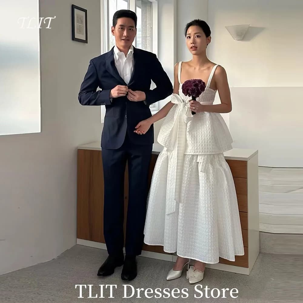 TLIT New A-Line Korea Wedding Dress Photo shoot Square Neck Straps Tiered Ankle-Length Bride Gowns Formal Party Dress Customized