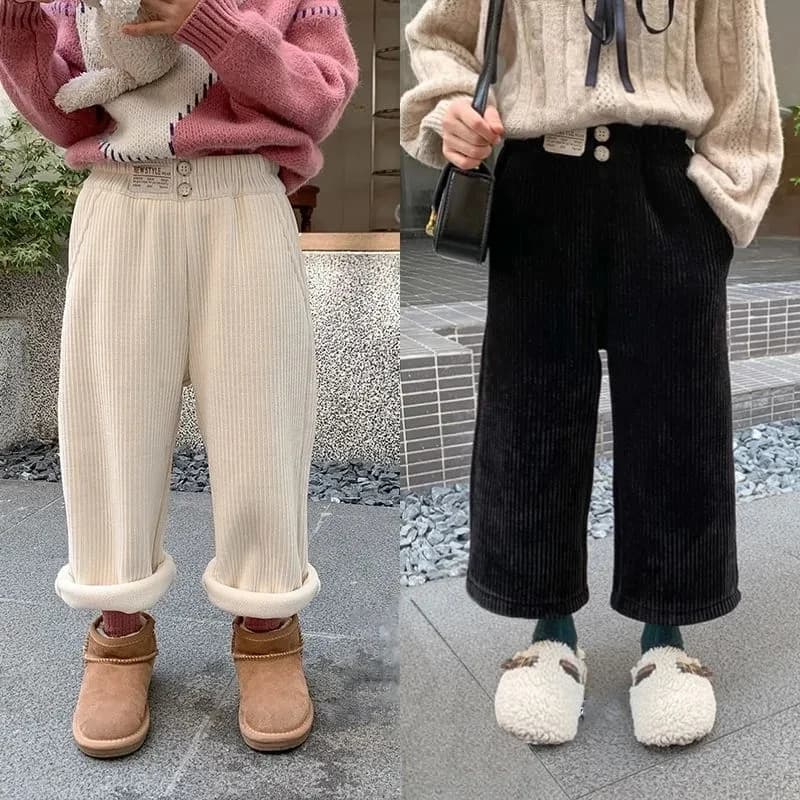 Baby Girls Pants Autumn Winter Warm Kids Corduroy Trousers 0-10 Years Old Children Warm Casual Straight Pants