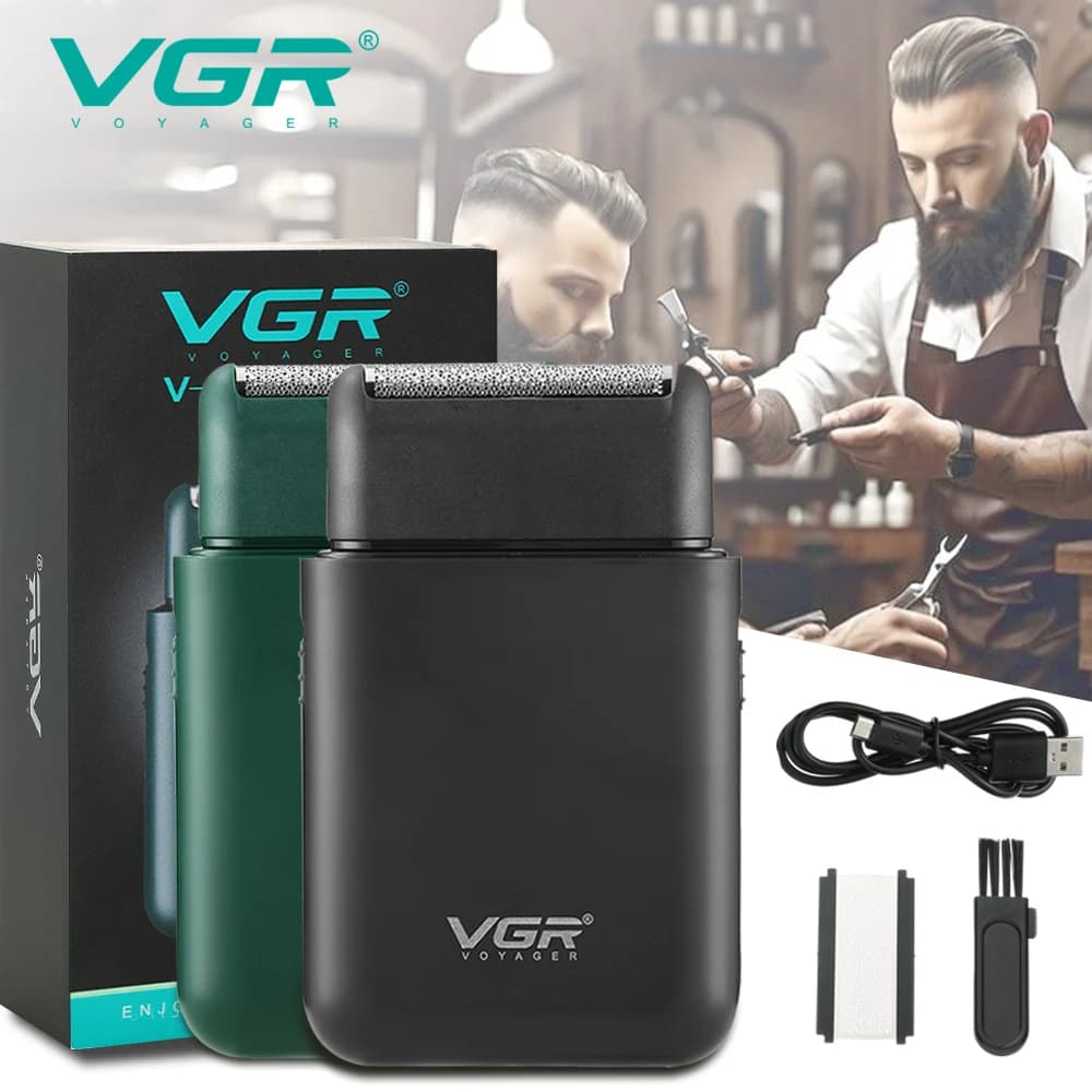 VGR 390 mini single blade cordless beard trimmer razor rechargeable foil electric face body shaver for men