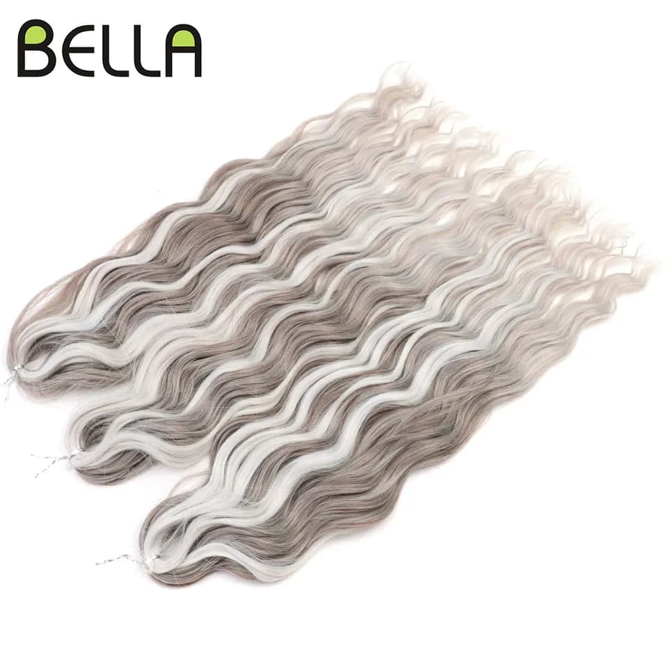 Anna Hair Synthetic Loose Deep Wave Braiding Hair Extensions 24 Inch Water Wave Braid Hair Ombre Blonde Twist Crochet Curly Hair