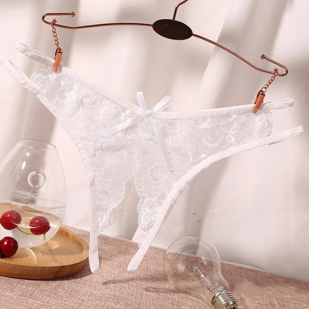 Lingerie Panties Thongs Crotchless G-string Briefs Knickers Lace See Though Solid Color Women Female New Stylish