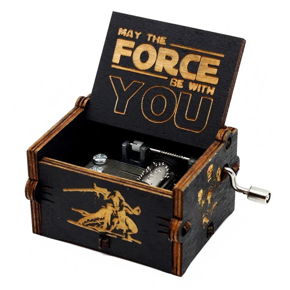 !! Hot Antique carved Wooden Hand Crank StarWars Music Box figure Christmas Birthday Gift