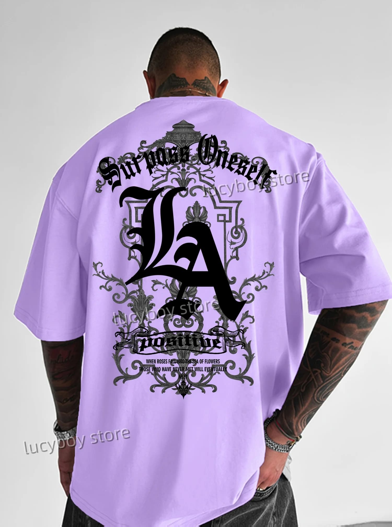 2025 Summer Men Sports Loose Comfortable Men's T-shirt Letter LA print Men's Short-sleeved Top Daily Street Mens T-shirt