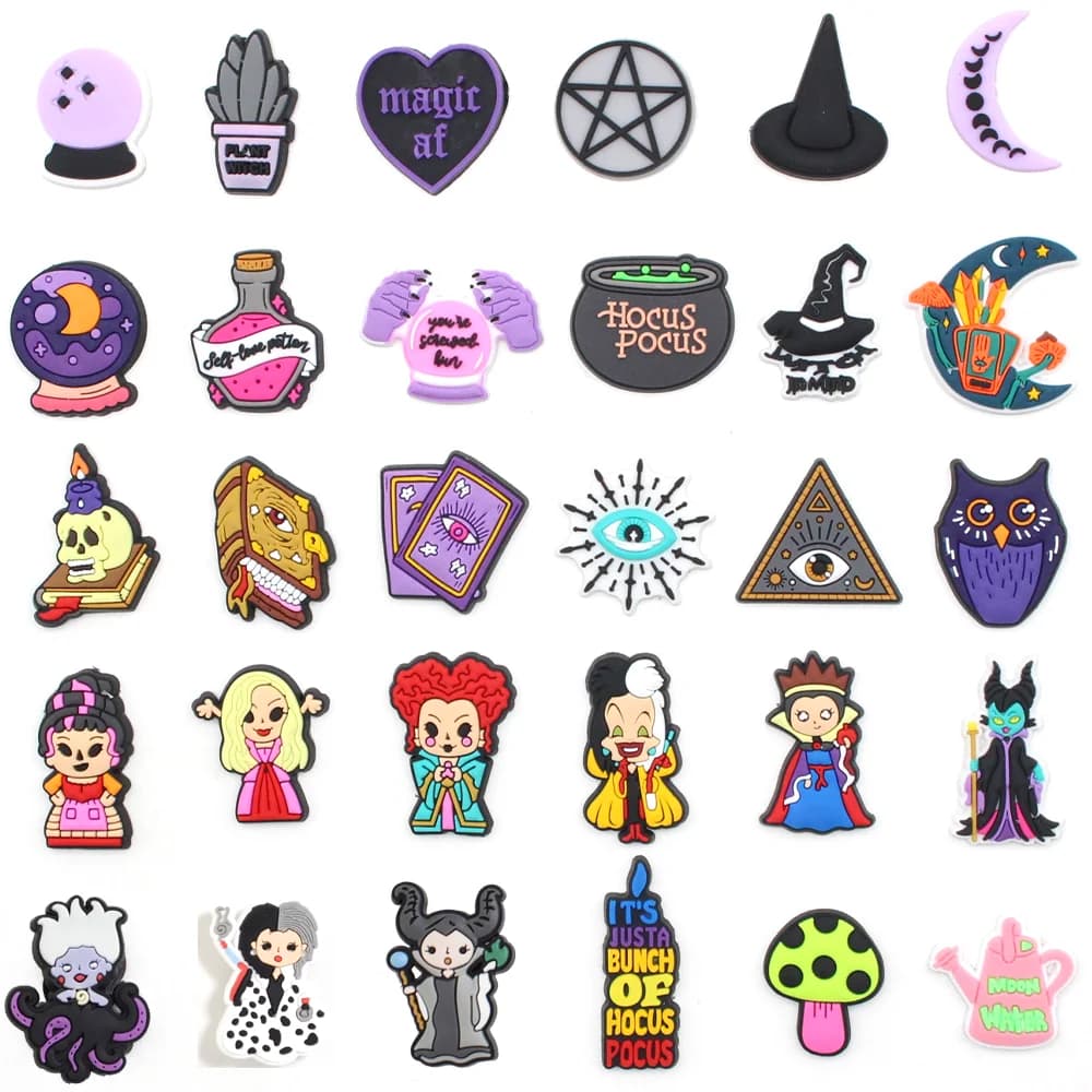 Cute witch style 1pcs cartoon DIY garden shoe charms magic ball Accessories fit clogs sandals decorate kids girl gifts