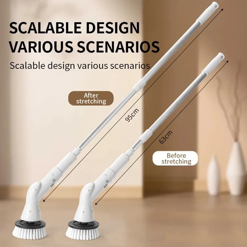 6-in-1 Electric Cleaning Brush 2000mAh Wireless Electric Rotary Cleaning Brush Shower Cleaning Brush Kitchen Bathroom VIE LENTE