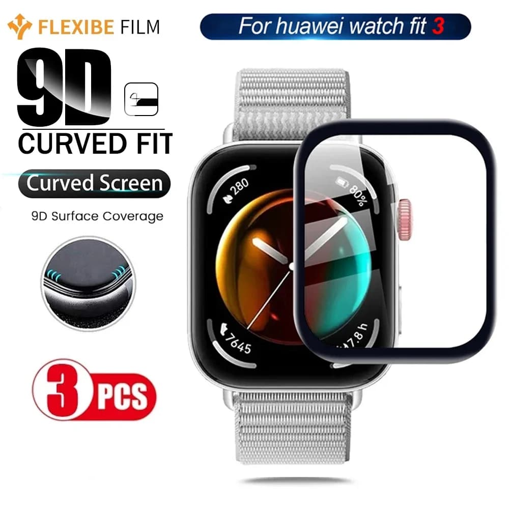 1-3Pcs Full Curved Screen Protector For Huawei Watch FIT 3 Accessories 9D Screen Protector For Huawei Watch FIT 3 No Glass Films