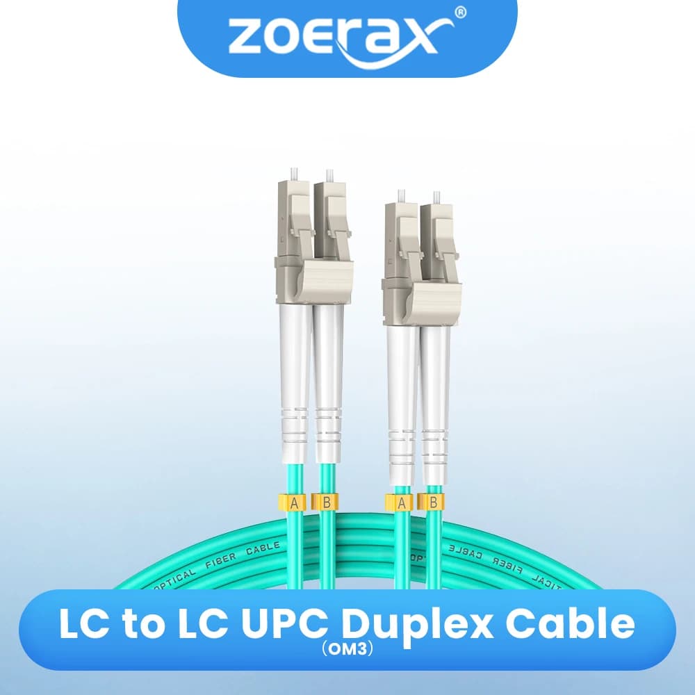 ZoeRax OM3 Fiber Optic Patch Cable (Carrier grade) LC UPC to LC UPC Duplex 3.0mm 50/125μm 10Gbps Multimode Riser (LSZH)