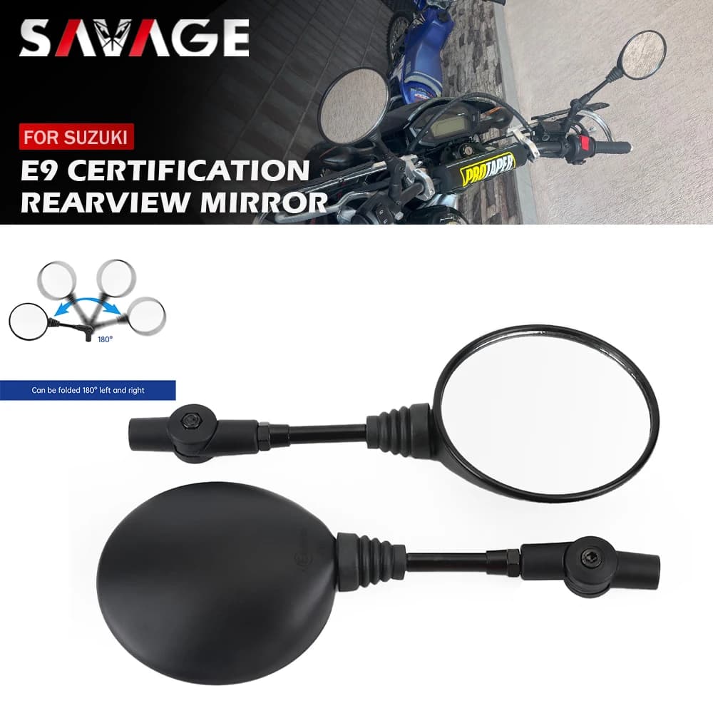 E9 Rearview Mirrors For SUZUKI DRZ 400 DR-Z 250 DR 200 For YAMAHA XT TW SEROW Motorcycle Adjustable Side Rear View Mirror DRZ400