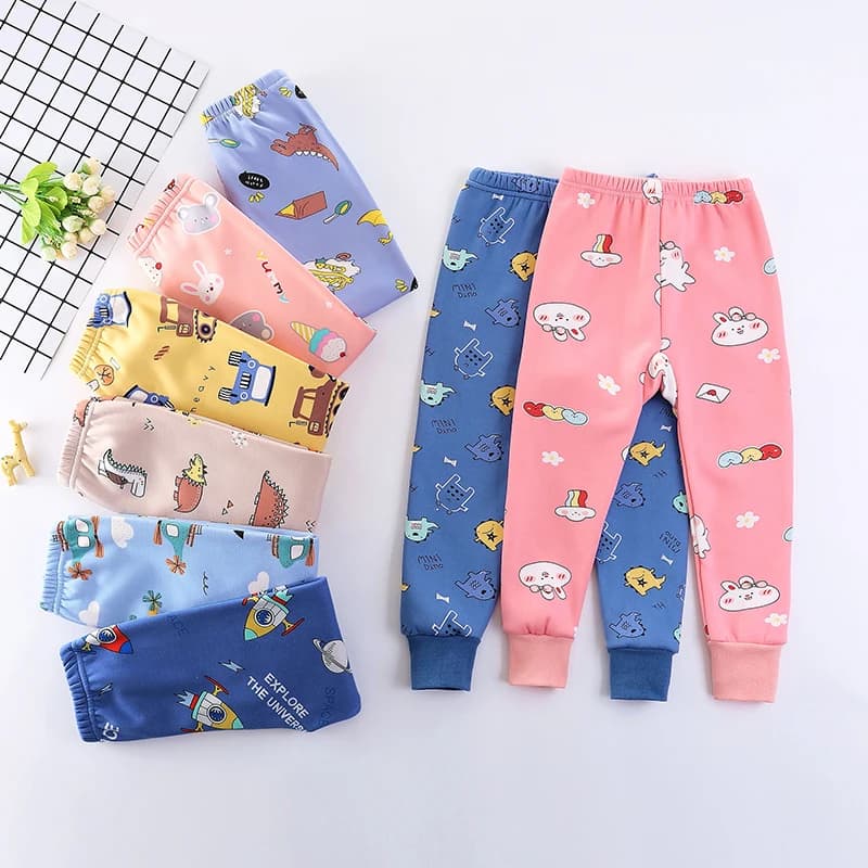 Christmas hats Girls' thermal leggings boys' single piece Plush thickened thermal pant Baby pants for kids in Autumn/Winter