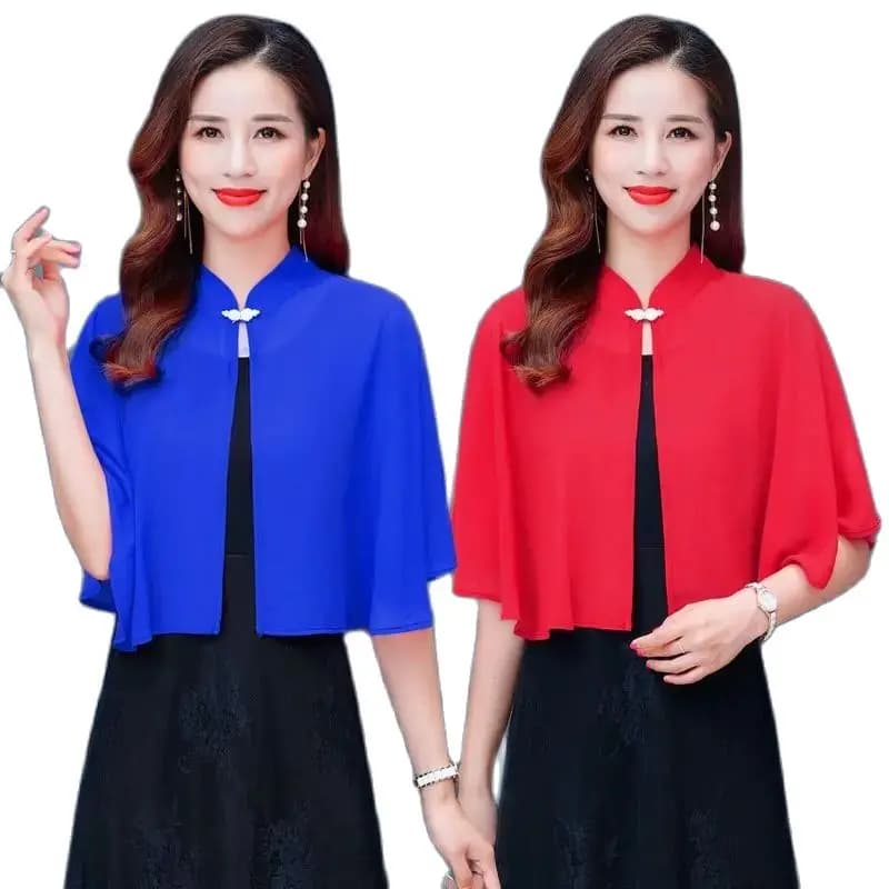 Chiffon Shrugs for Womens Bolero Bridal Open Front Loose Sheer Bolero Shawl Cape Top for Wedding Party Dress Cape Cover Up