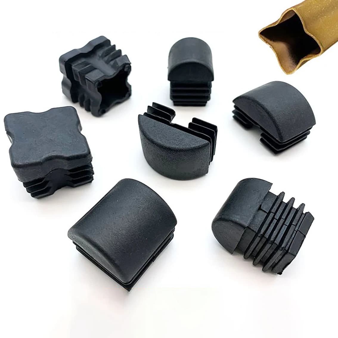 4Pcs Square Plastic Feet Pads Hole Plug 13*25mm-60*60mm Non-Slip Protection Gasket Covers Caps For Pipe Chair Furniture