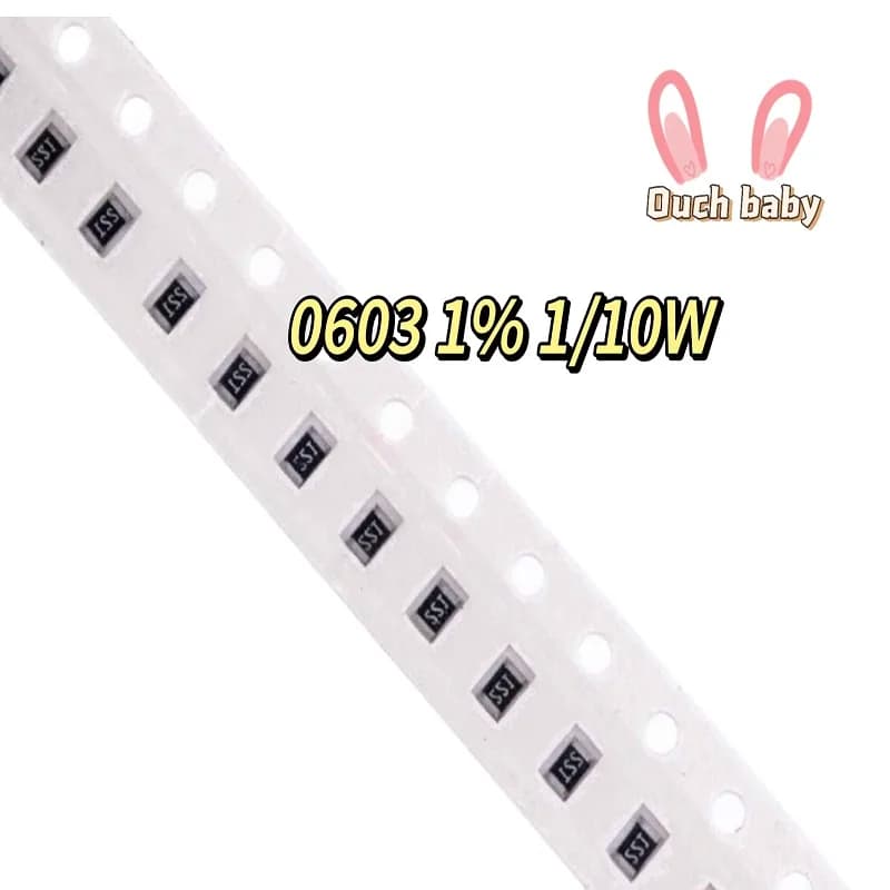 100pcs 0603 1% SMD Resistor 1/10W 102K 105K 115K 124K 140K 205K 210K 249K 280K 301K 402K 499K 549K 604K 649K 866K 976K-ohm