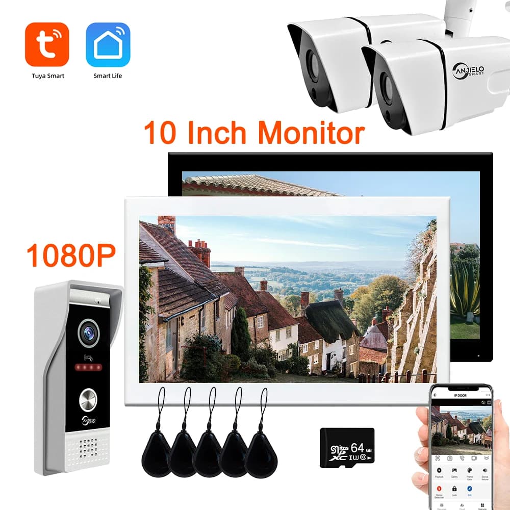 Anjielo Home Video Intercom System with Outdoor Camera 7Inch Monitor 1080P HD Resolution Private House Video Doorbell Call Panel