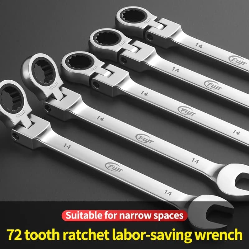72-tooth ratchet combination wrench - plum open end wrench, 180° rotation, chrome vanadium steel, professional maintenance tool