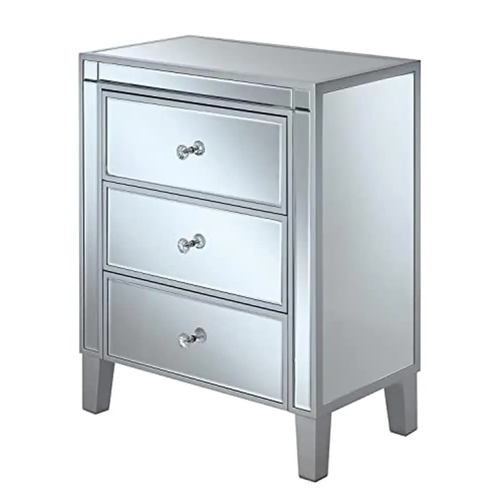 3 Drawer Mirrored End Table Gold Coast Collection Multiple Finishes 23.75" x 13.25" x 28.50