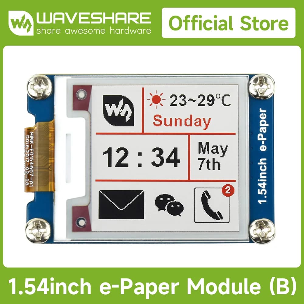Waveshare 200x200 1.54inch E-Ink display module red/white/black three color e-paper for Raspberry Pi / STM32 SPI, for Arduino