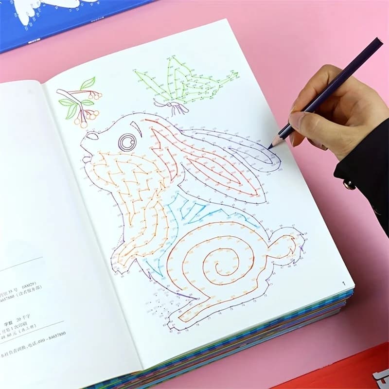 44 complex patterns+answers, digital connected drawing book,3 different difficulty levels, concentration,and patience training 