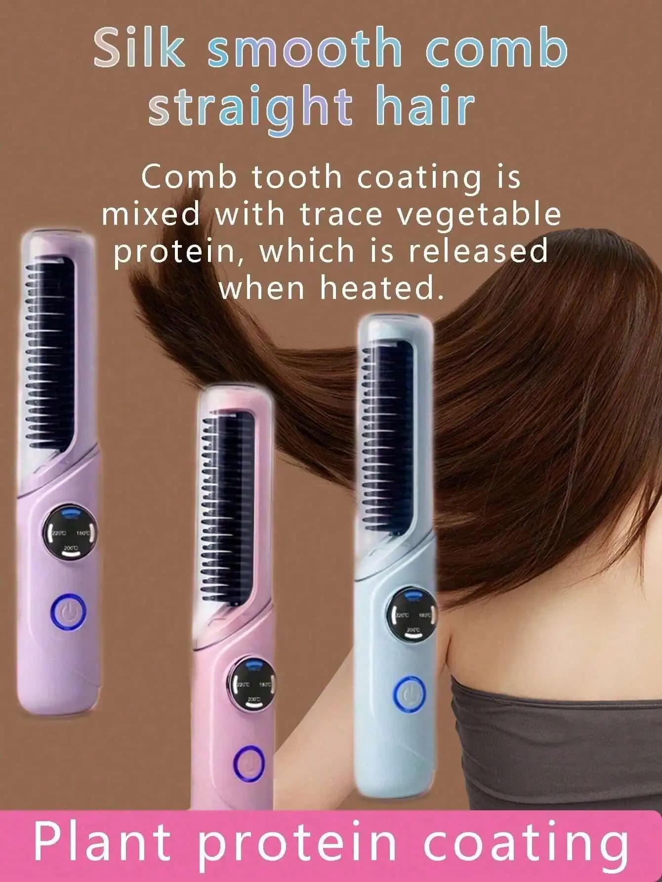 Portable Hair Straightening Comb Four Adjustable Temperature LCD Digital Display Suitable For And Travel Stylish And Simple No