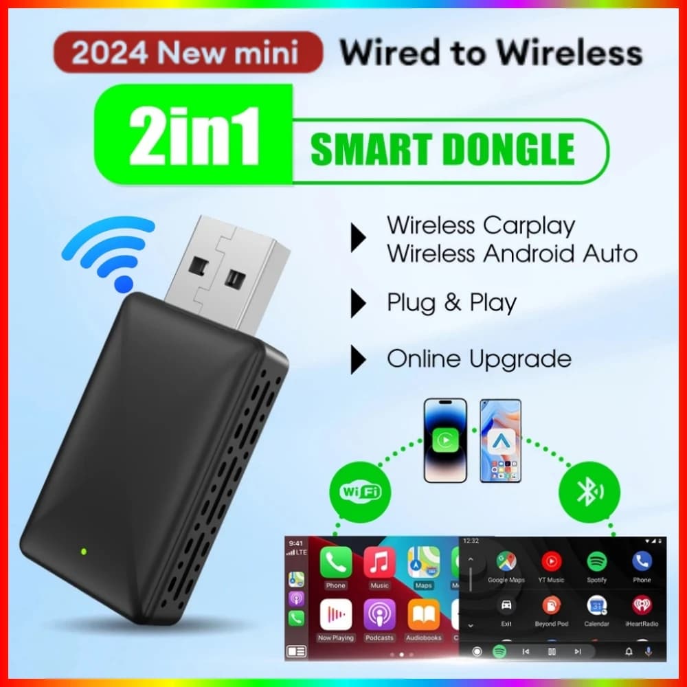 Carplay Android Auto Wireless Adapter for Toyota Mazda Nissan Camry Suzuki Subaru Citroen Audi Mercedes Kia Ford Opel Spotify BT