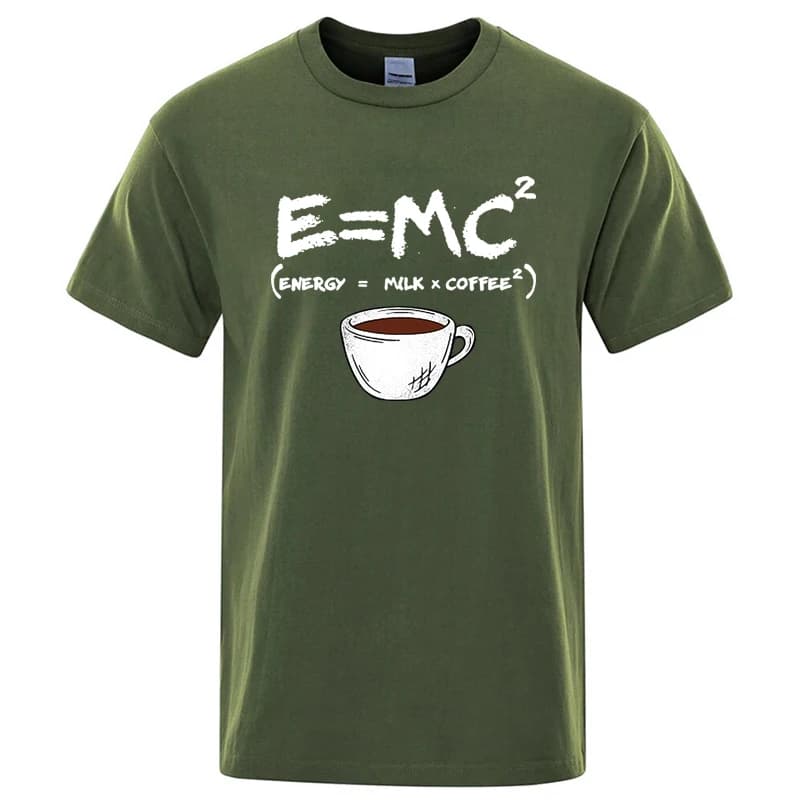 Summer Men's T-shirt 100% Cotton Casual Funny Energy=Milk+Coffee Print Men Cool Loose O-neck Tops For Men Short Sleeve Male Tees