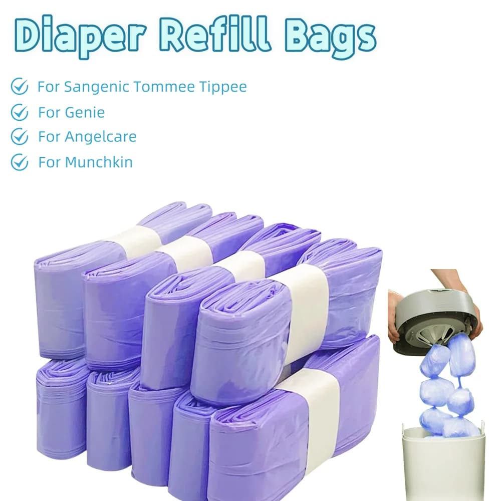 Refill Bags for Tommee Tippee, Diaper Pail Refills for Genie for Angelcare, Unsented Nappy Pails Refill Bags for Munchki