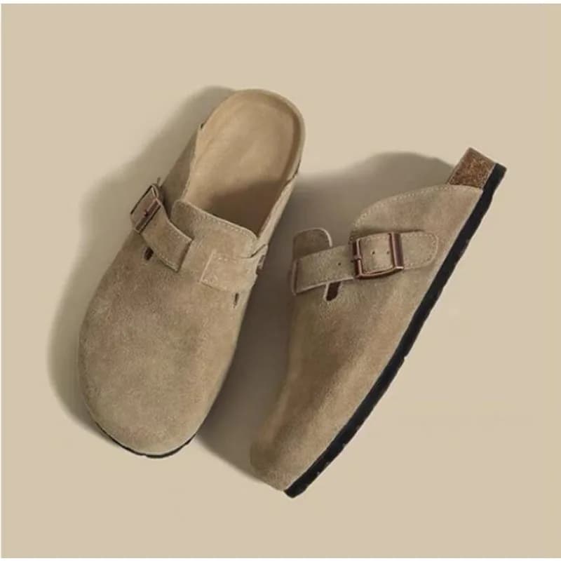 Designer Fashion Women's Suede Mules Slippers Clogs Cork Insole Sandals with Arch Support Outdoor Beach Slides Home Shoes 43