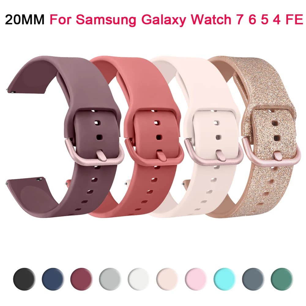 20mm Band For Samsung Galaxy Watch 7 6 5 4 40/44mm Strap For Galaxy Watch 4 6 Classic/Active 2/5Pro/Watch 3 41mm Bracelet