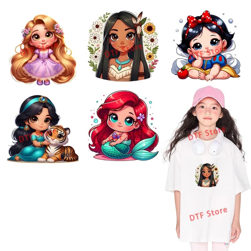The little princess in the fairy tale world DTF Iron On Transfer For Children's clothing Thermal Transfer On Clothes patch