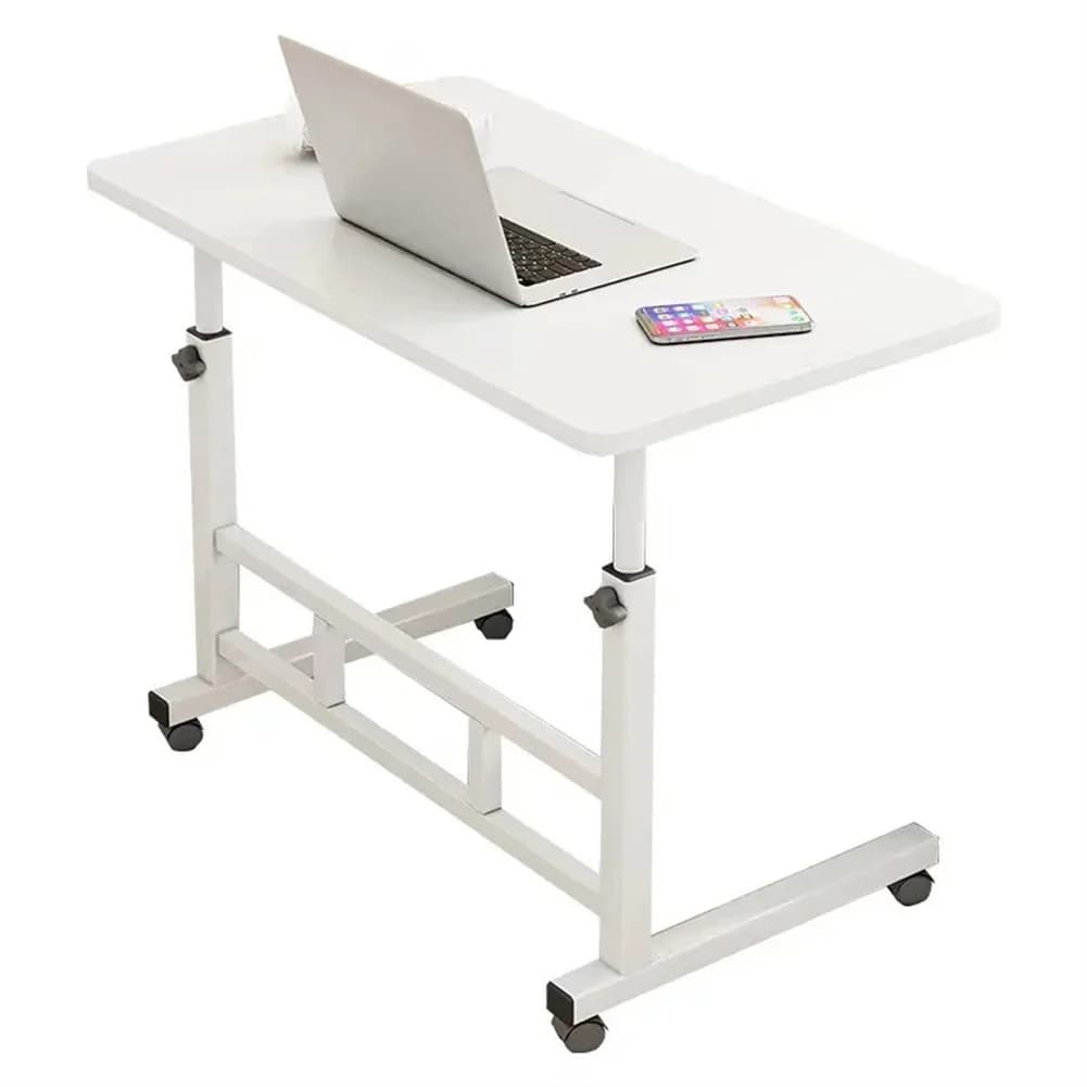Mobile Computer Desk For Small Space, Adjustable Height Rolling Work Desk, Portable Standing Writing Desk With Wheels For Home