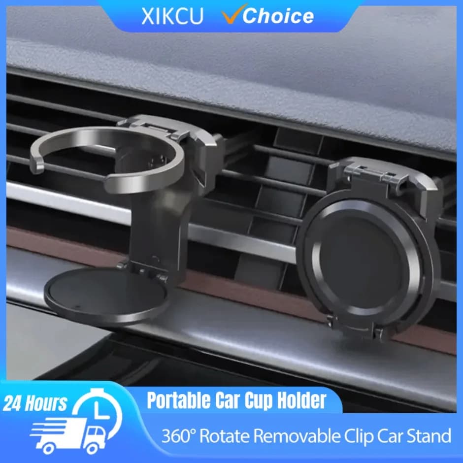 Portable Car Cup Holder Car Outlet Vent Drink Cup Stand Anti-slip and Stable 360° Rotate Removable Clip Car Interior Accessories