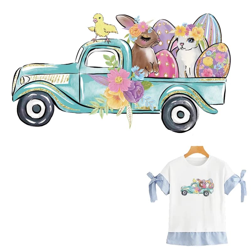2022 Easter car Day Badges Patches For Clothes T-shirt Jeans Stickers A-level Washable Patches Iron On Heat Transfers Patches