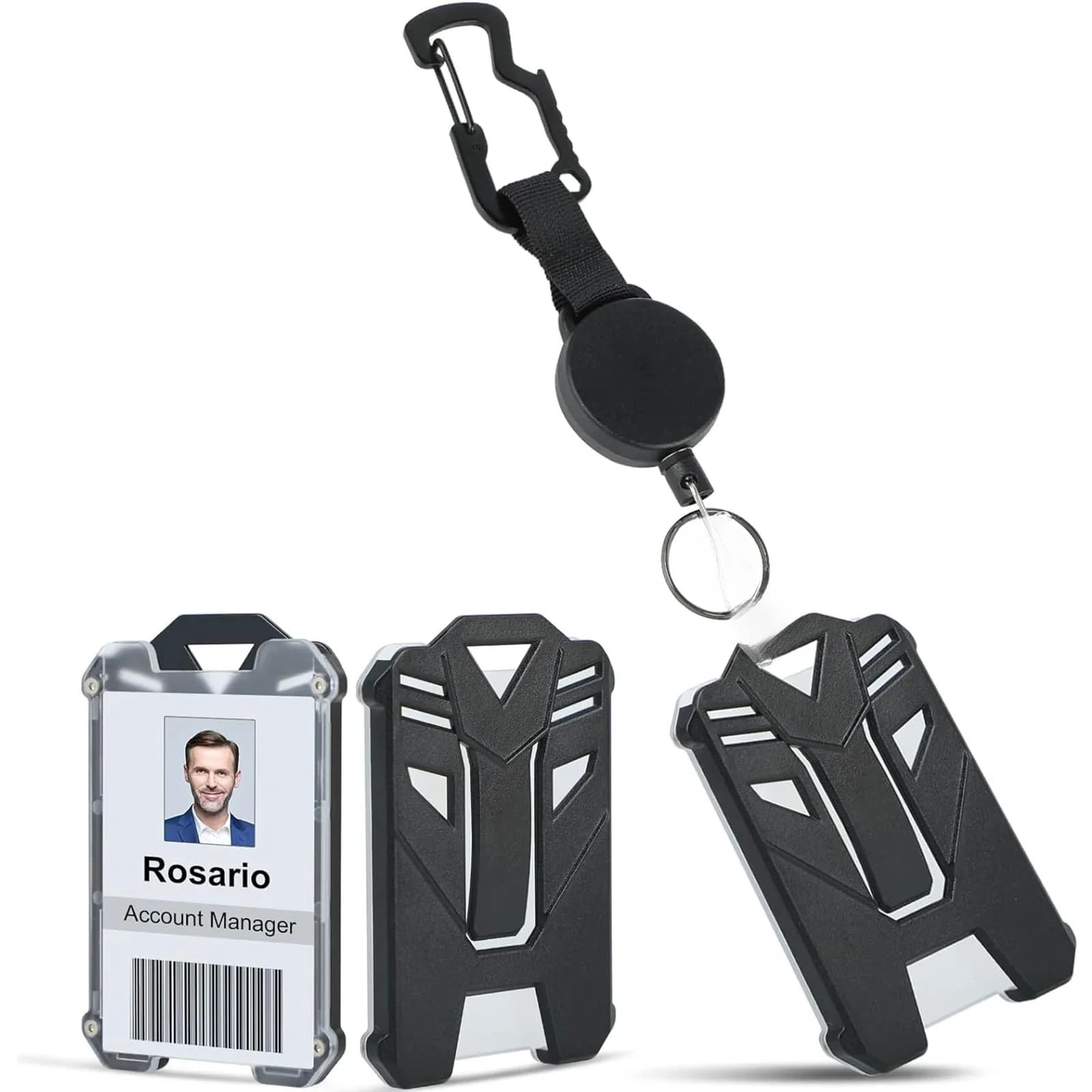1pc Retractable Keychain Badge Clip Retractable Card Holders Extendable Key Chain Steel Wire Rope Extendable Key Lanyard