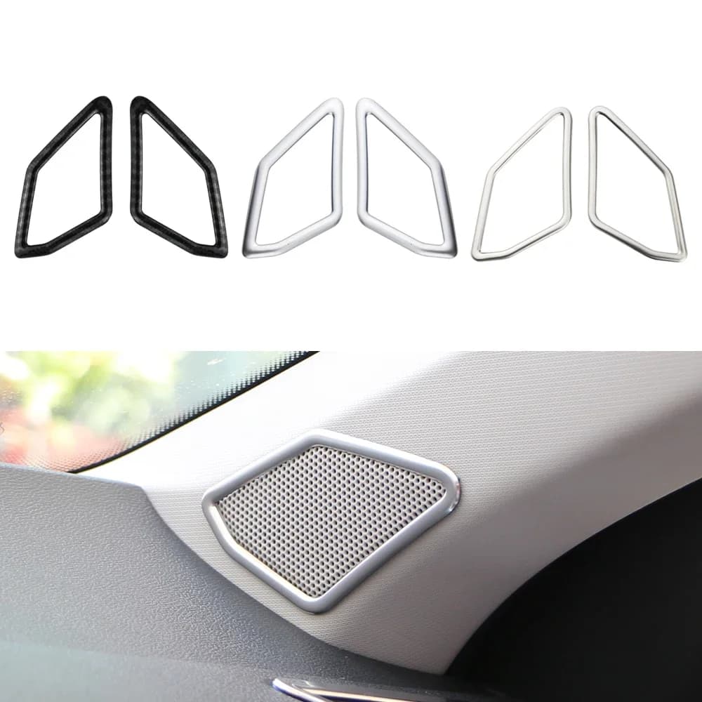 2Pcs Car Front Window Audio A Pillar Speaker Circle Cover Trim Stickers for Volkswagen VW T-Roc TROC 2018 - 2023 Accessories