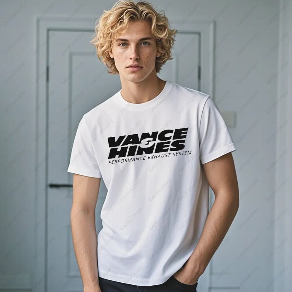 VANCE HINES Printed Fashion Man T-SHIRT Inspired Motorcycle Racing Exhaust Systems Male T Shirt Casual Loose Harajuku Soft Tees
