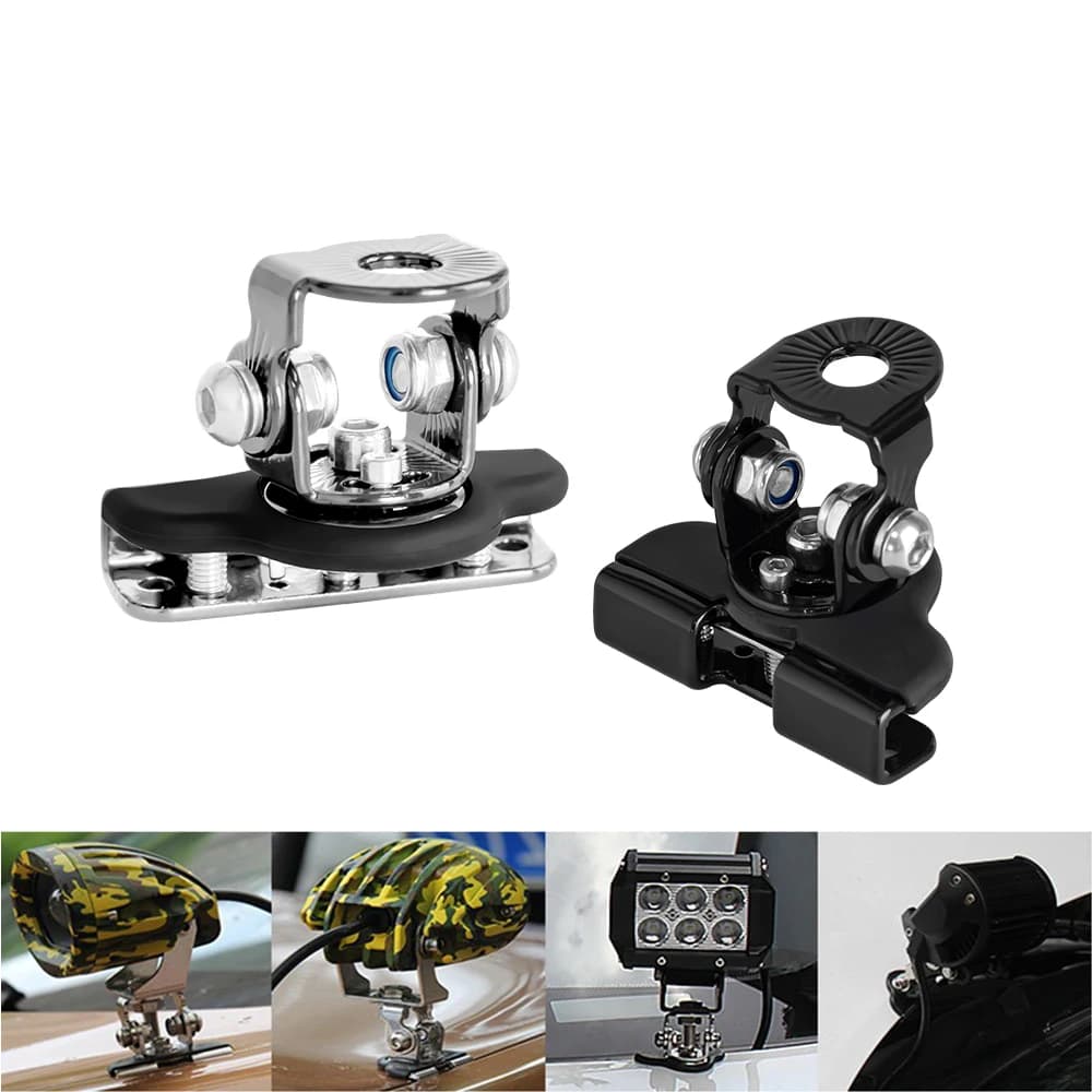 2pcs Stainless Steel Universal Car Auto A-Pillar Hood LED Work Light Bracket Holder Clamp Engine Cover Lamp Bar Mounting Clamp