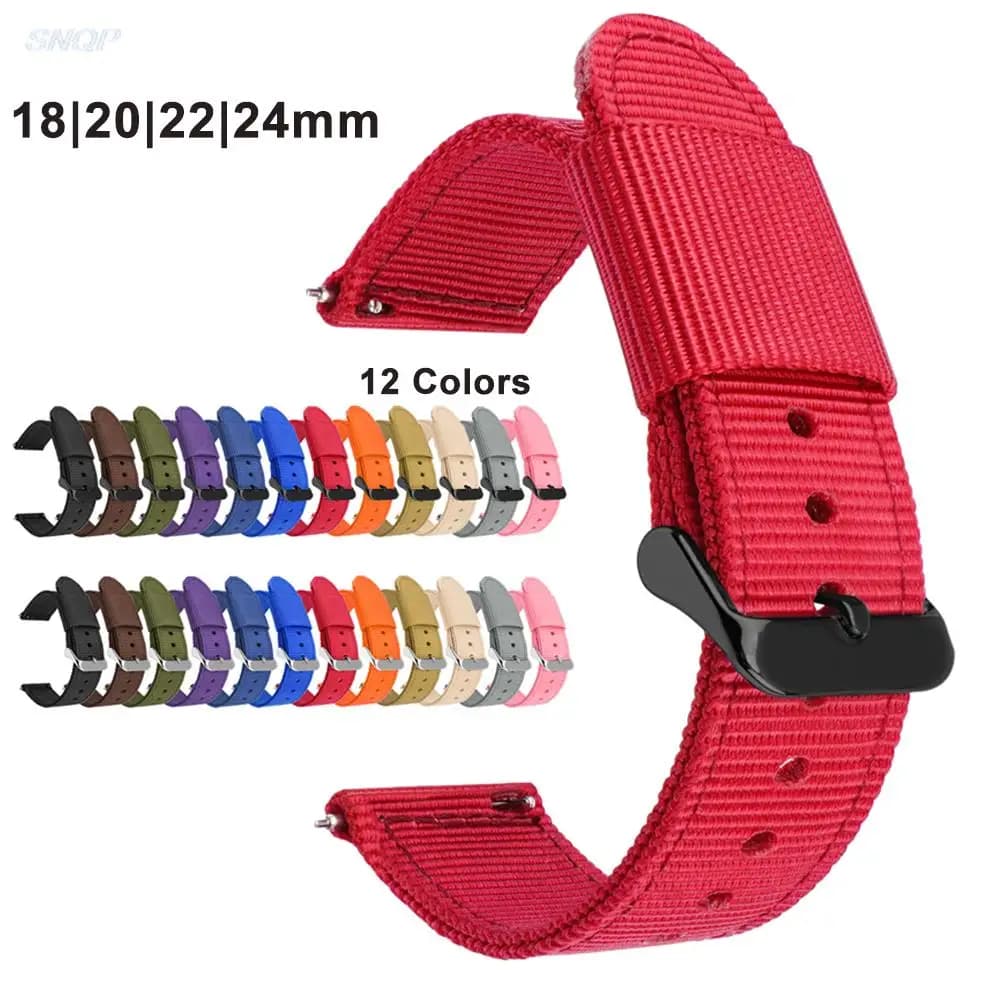 18mm 20mm 22mm 24mm Nylon Canvas Strap for Samsung Galaxy Watch 4 40/44mm Classic 42/46mm Gear S2 S3 Wrist Band for Amazfit Bip
