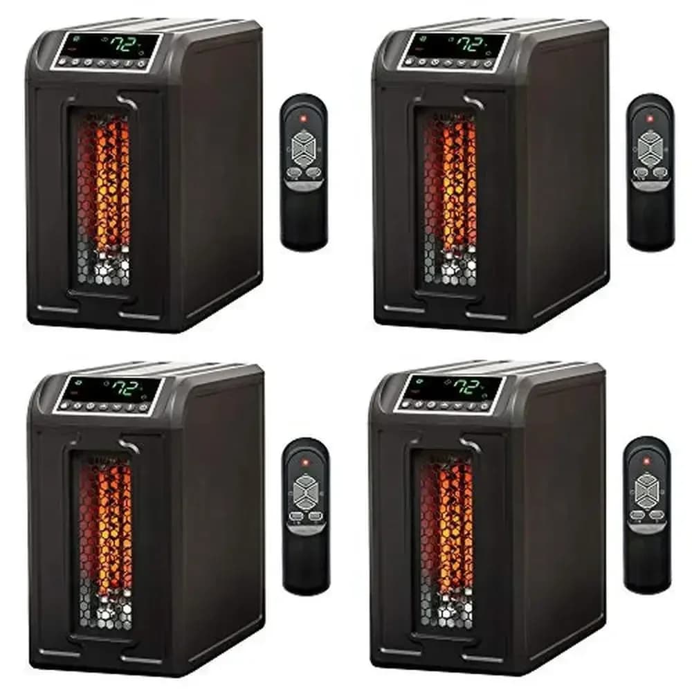 3 Element 1500W Quartz Infrared Electric Space Heater Home 4 Pack Portable Zone Heating 150sq.ft 3 Heat Settings Superior Quartz