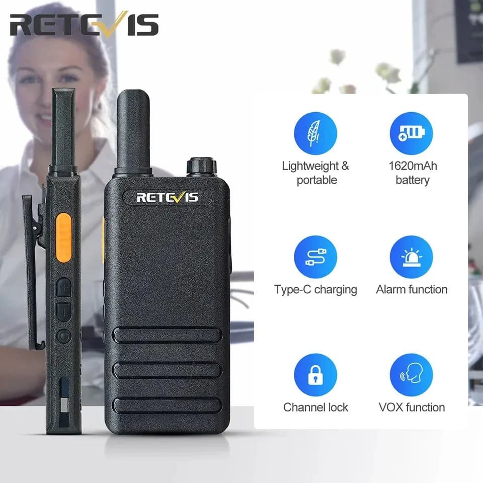 Retevis RT622P/RT22P Ultra-Thin 15mm Mini Walkie Talkie Type-C FRS PMR446 16CH Professional Portable Two-Way Radio