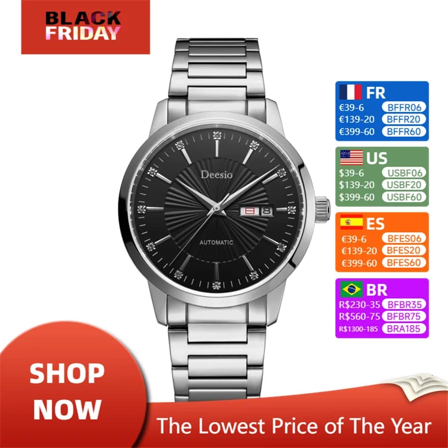 Deesio New Design Classic Men's Watches Luxury Automatic Watch For Men Mechanical Stainless Steel Watches male Christmas gift
